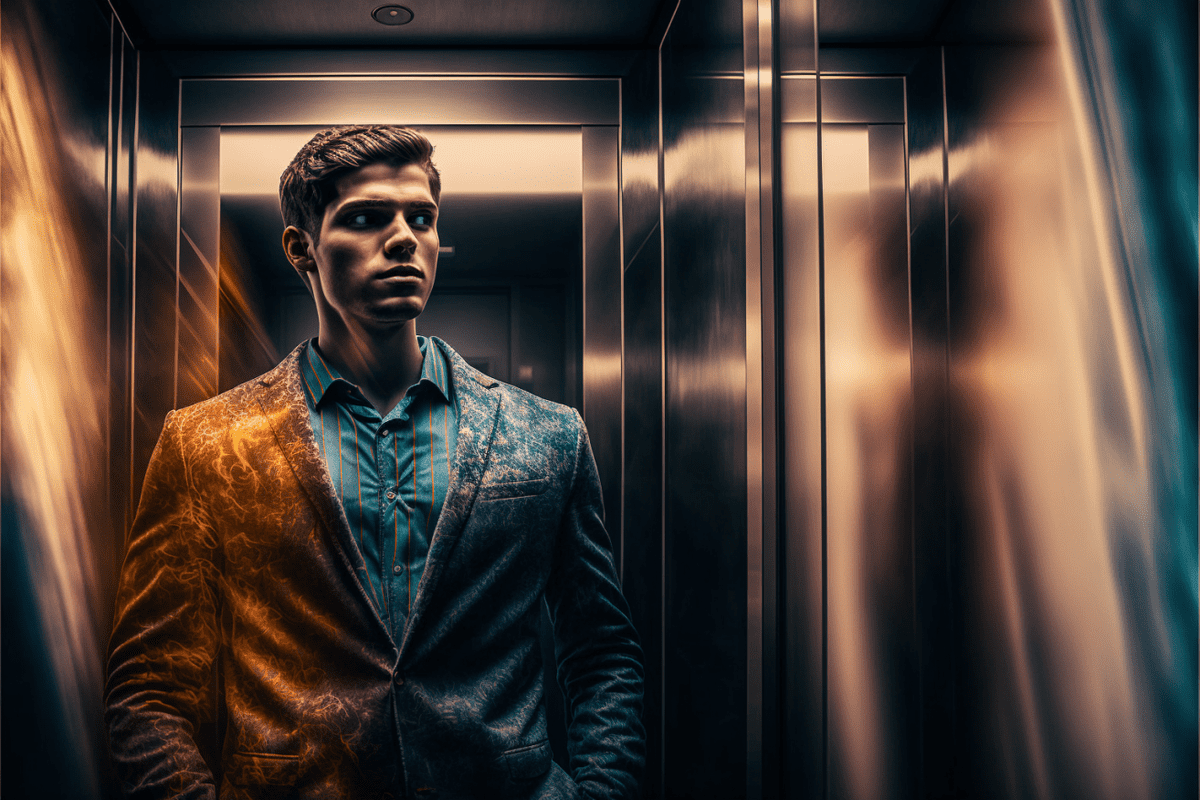 professional man in an elevator
