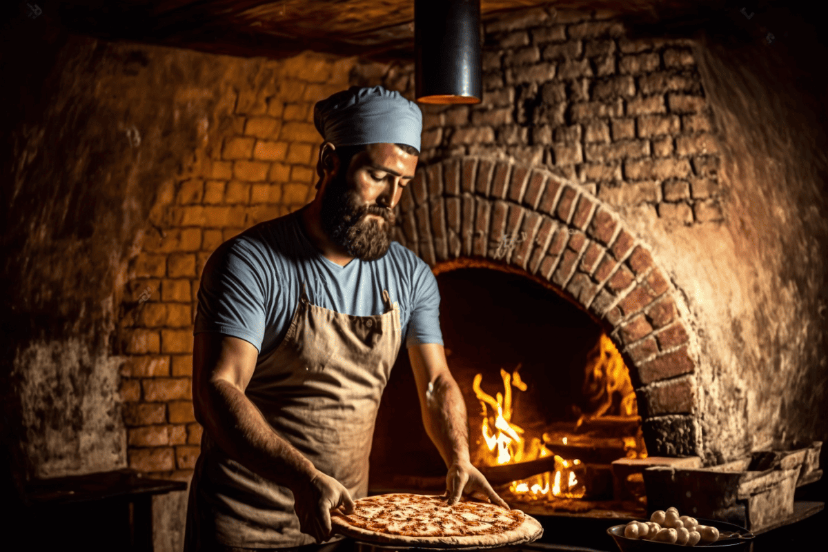 man making a pizza