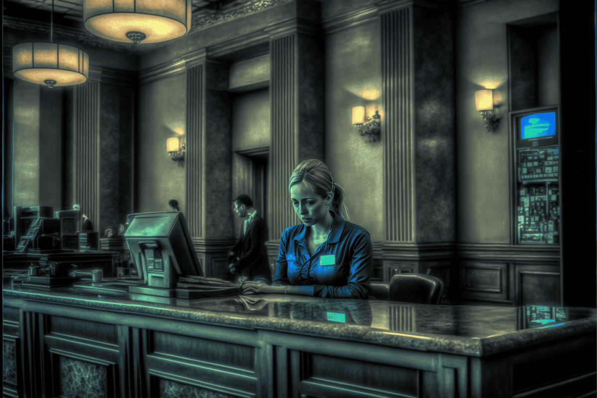 teller working at a bank