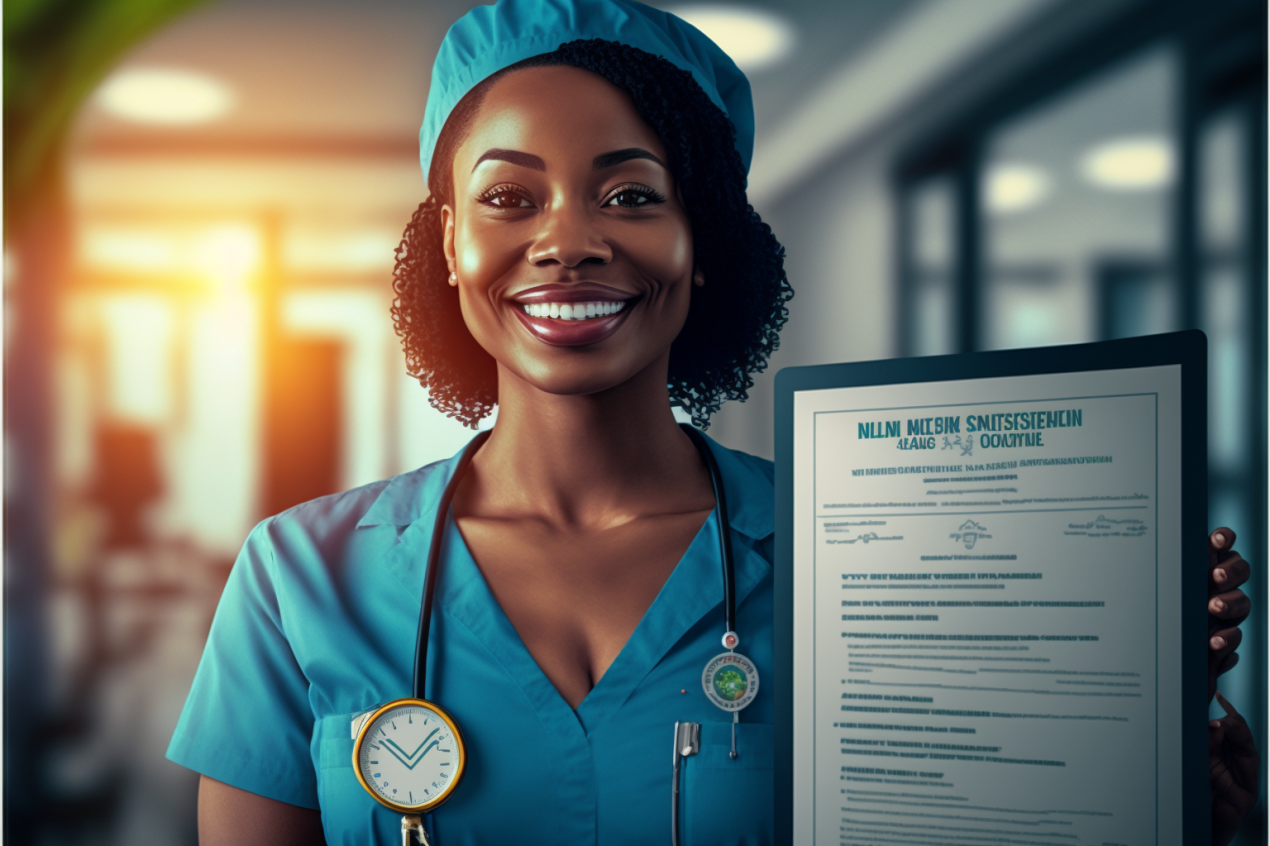 A nurse holding a resume